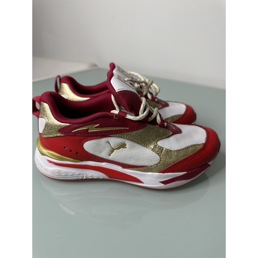 Puma Unisex Kids RS Fast Glitz GS - SZ 3C - Red Gold Athletic Shoes Eur- 34,5 - Picture 4 of 9